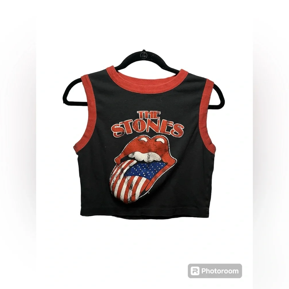 The Rolling Stones Crop Tank Top Cute Vintage Vibe Patriotic - Picture 1 of 3